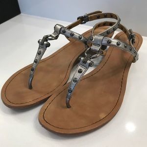 Coach sz 10 pewter Natasha wedge sandals